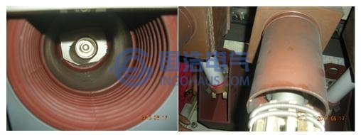 PT觸頭積灰，有放電痕跡且絕緣橡膠有輕微受潮